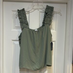 Melrose and Market Ruffled Olive Tank Top